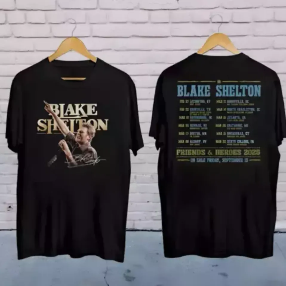 New Blake Shelton Country Music, 2025 Blake Shelton Friends And Heroes Tour Shirt