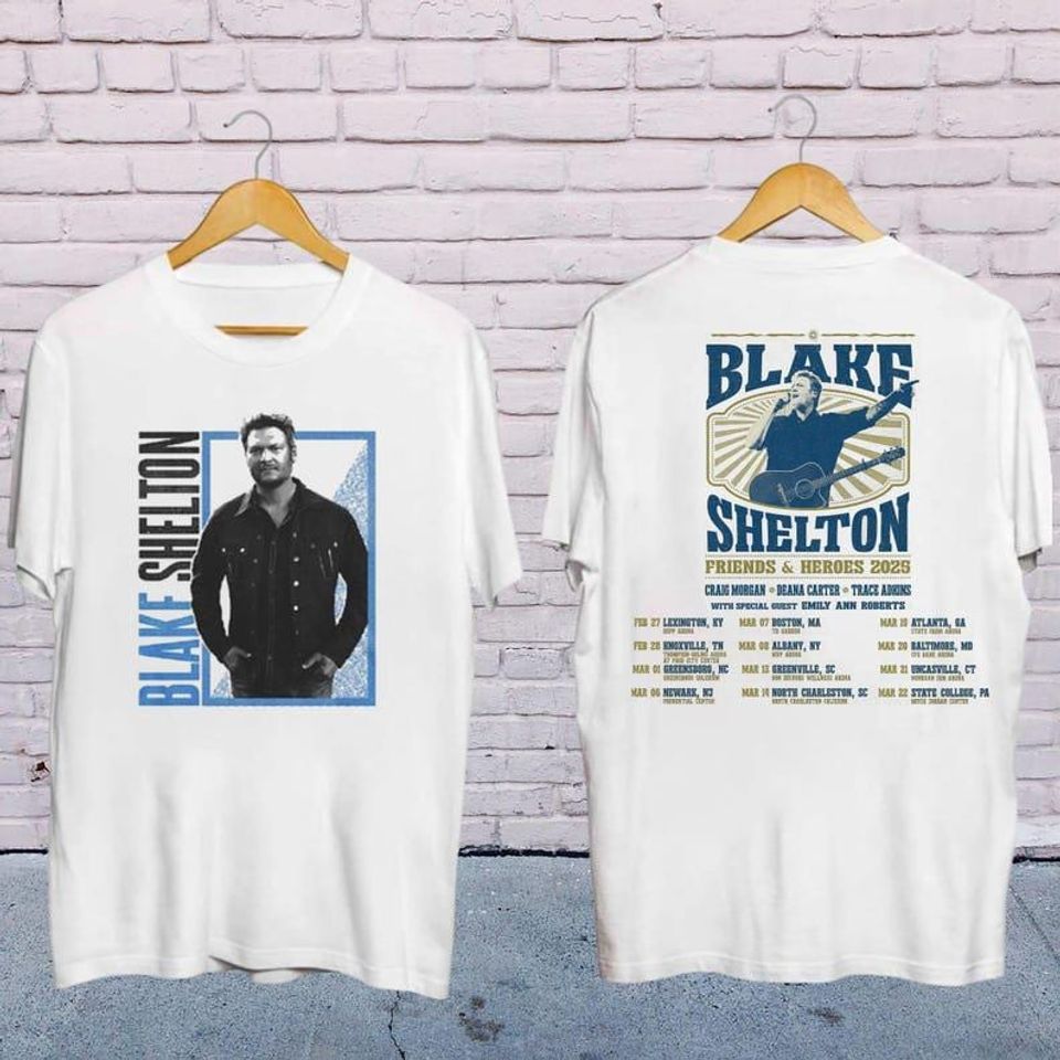 New 2025 Blake Shelton Friends And Heroes Tour Shirt, Blake Shelton Country Music, Blake Shelton Fan Gift