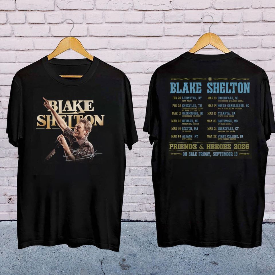 New Blake Shelton Country Music, 2025 Blake Shelton Friends And Heroes Tour Shirt, Blake Shelton Fan Gift