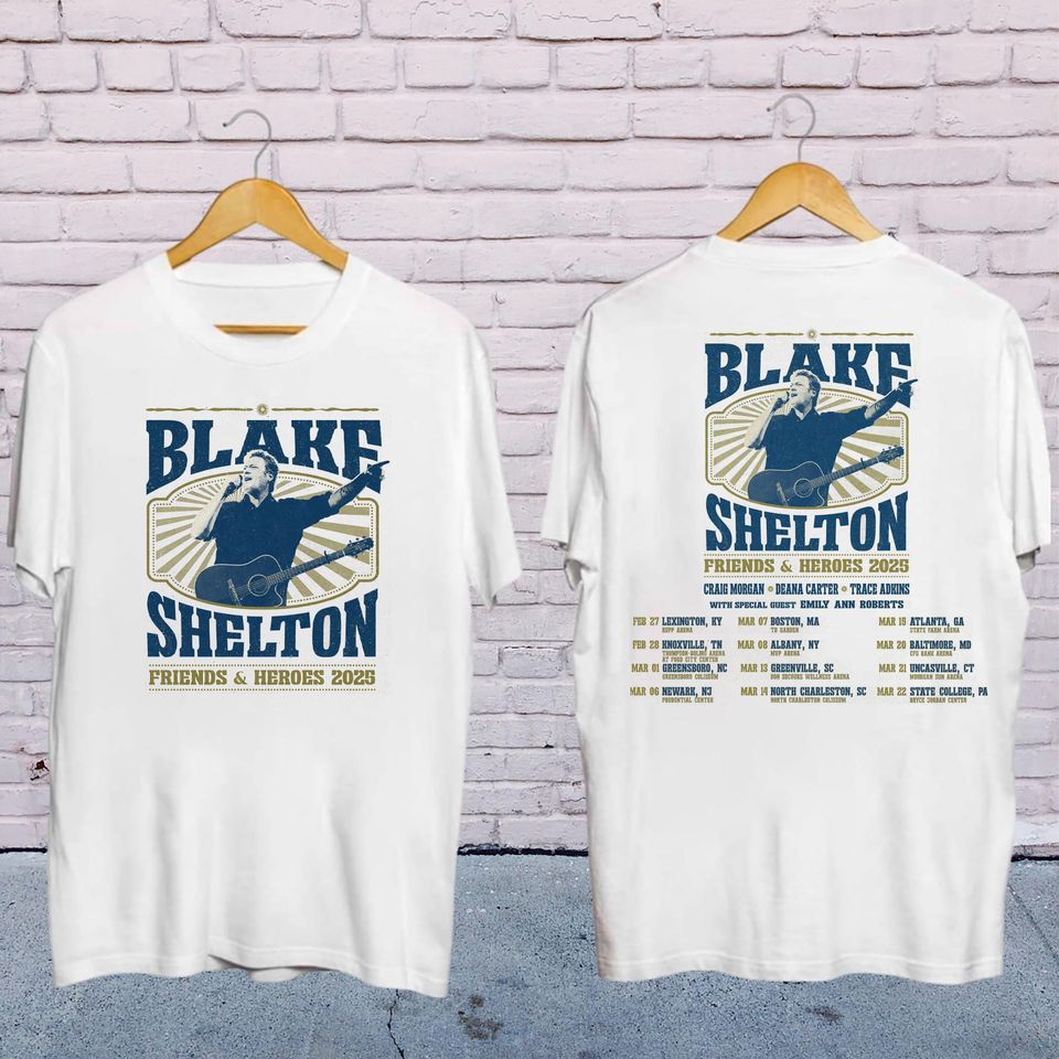 New Blake Shelton Friends And Heroes Tour 2025 Shirt, Blake Shelton 2025 Concershirt, Blake Shelton Fan Gift