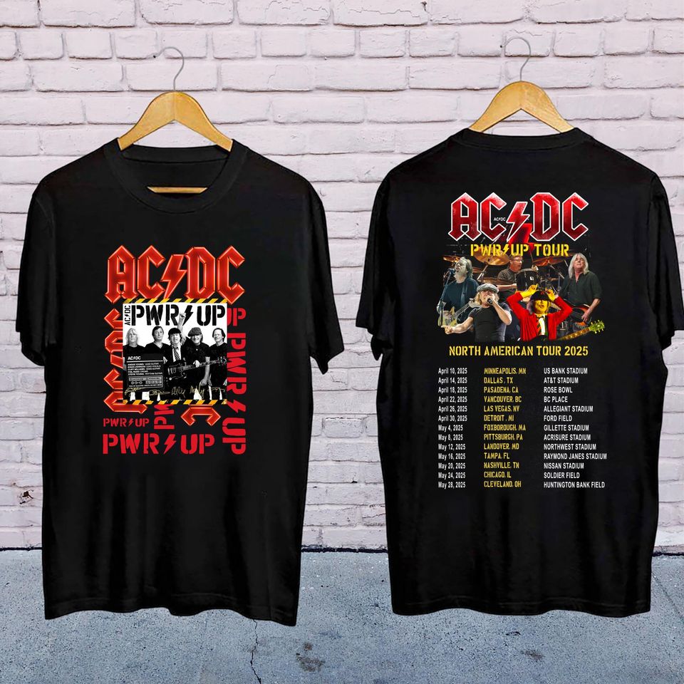 Ac-Dc Band World Tour 2025 Shirt, Rock Band Ac-Dc Pwr Up Concert 2025 Shirt, Ac-Dc Band Fan Gift