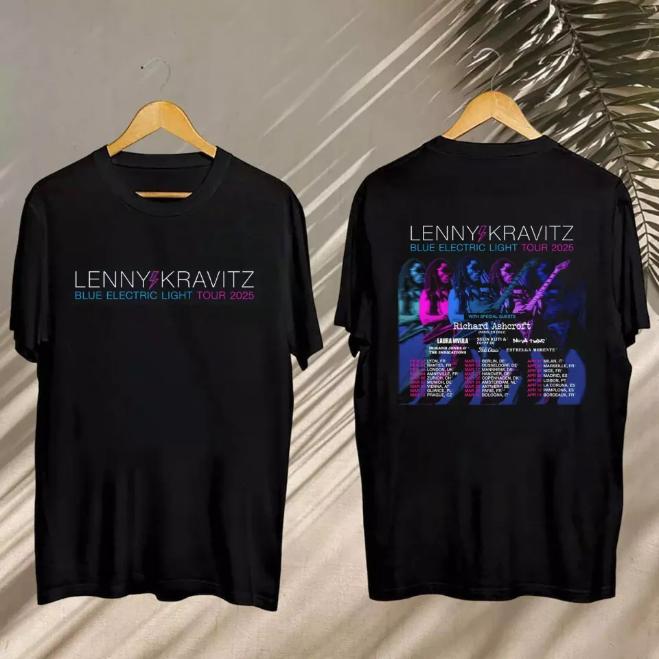 Lenny Kravitz 2025 Concershirt, Lenny Kravitz Blue Electric Light Tour 2025 Shirt