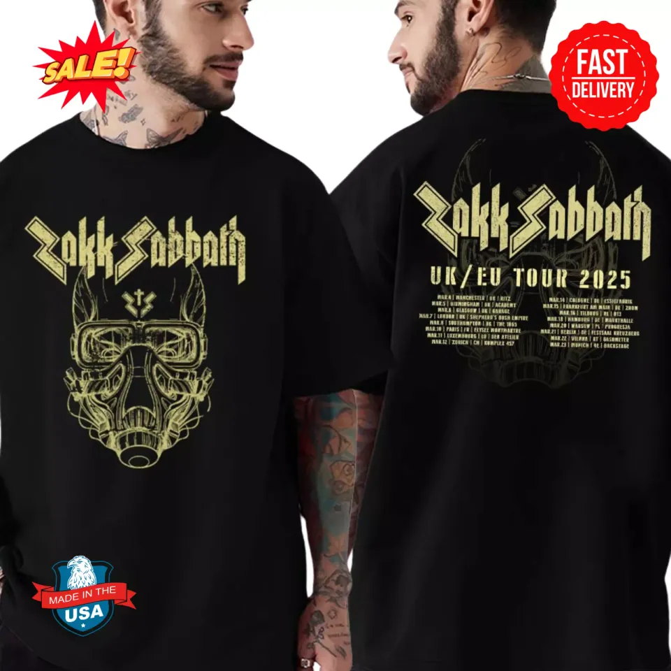 Zakk Sabbath Uk And Eu Tour 2025 Dates List Two Sides Prinshirt