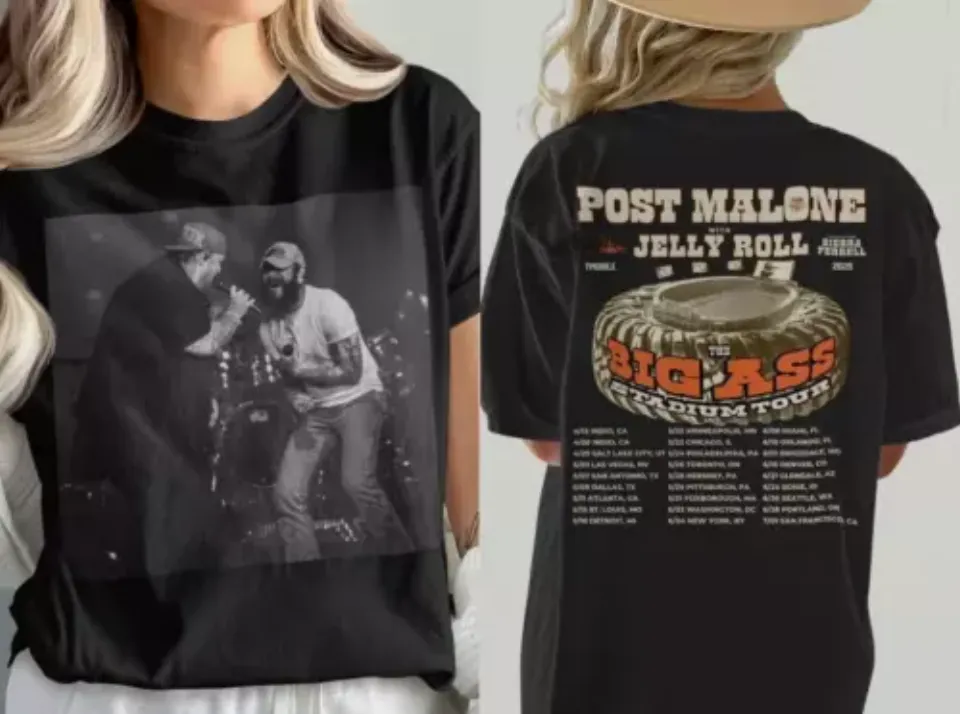 New Post Malone Jelly Roll Big As Stadium Tour 2025 Shirt