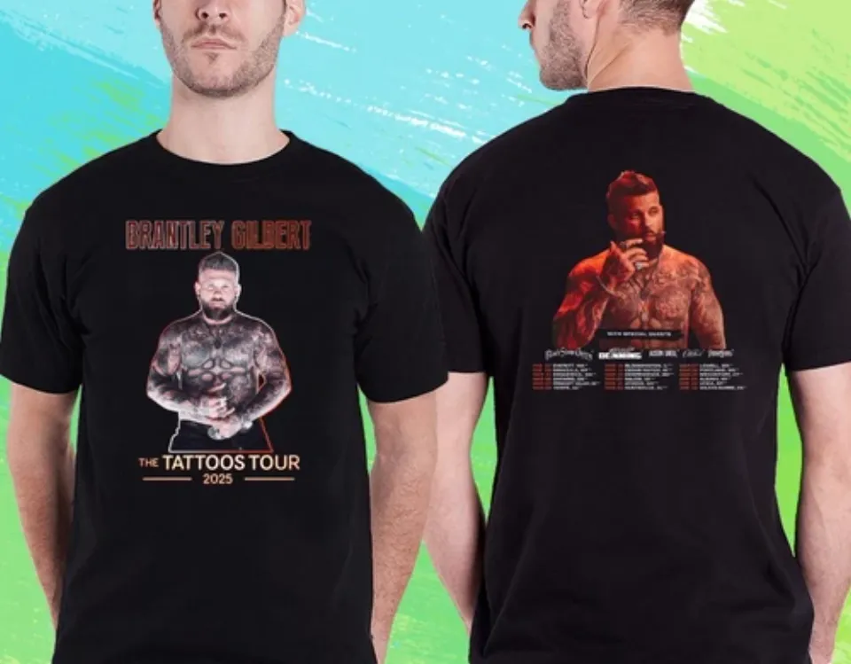 New Brantley Gilbert The Tattoos Usa Tour 2025 Double Sided Shirt