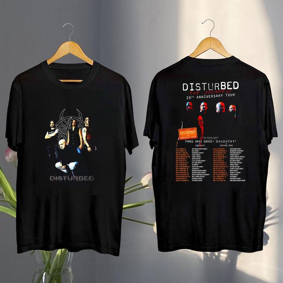 The Sickness Graphic Shirt, 2025 Disturbed The Sickness 25Th Anniversary Tour Shirt, Disturbed Fan Gift