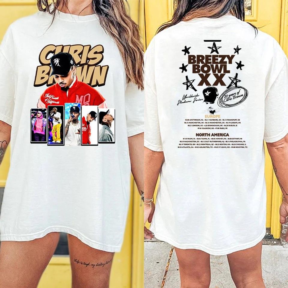 New Chris Brown Graphic Shirt, 2025 Chris Brown Breezy Bowl Xx Tour Shirt, Chris Brown Album Shirt