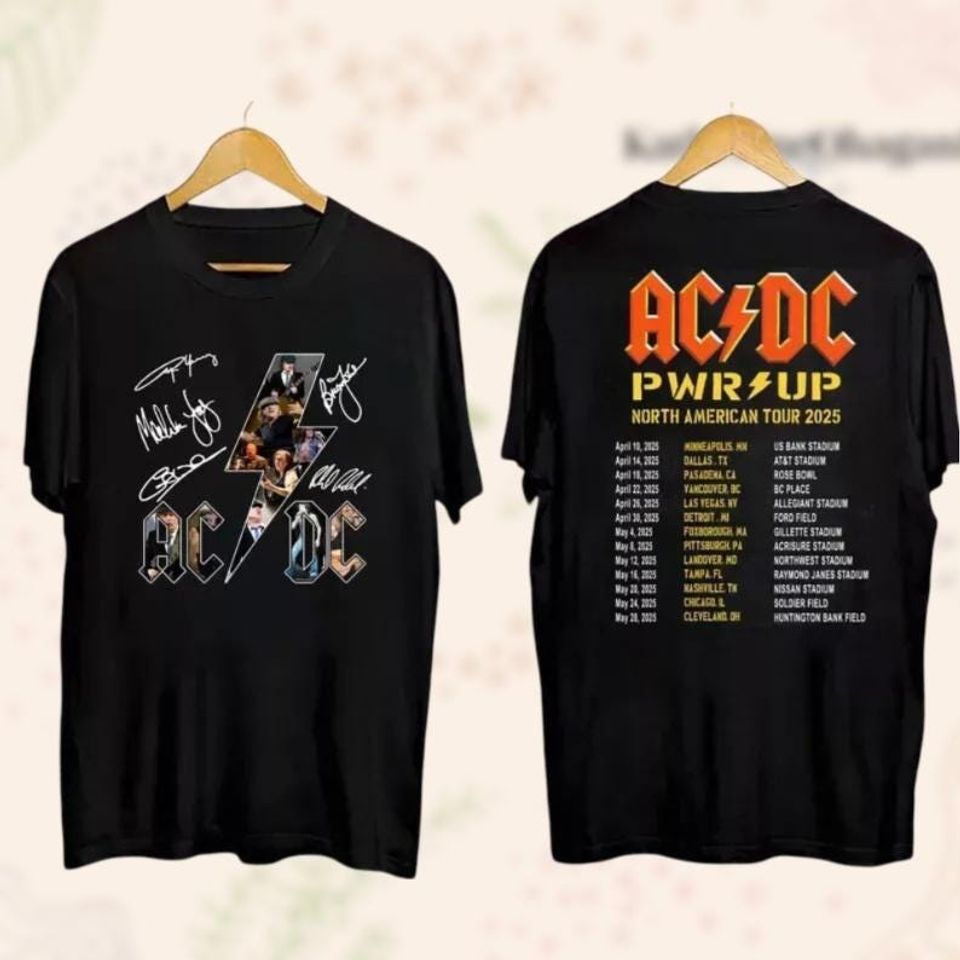New Ac-Dc Signature Shirt, Rock Band Ac-Dc Tour 2025 Shirt, Ac-Dc Pwr Up Tour Shirt