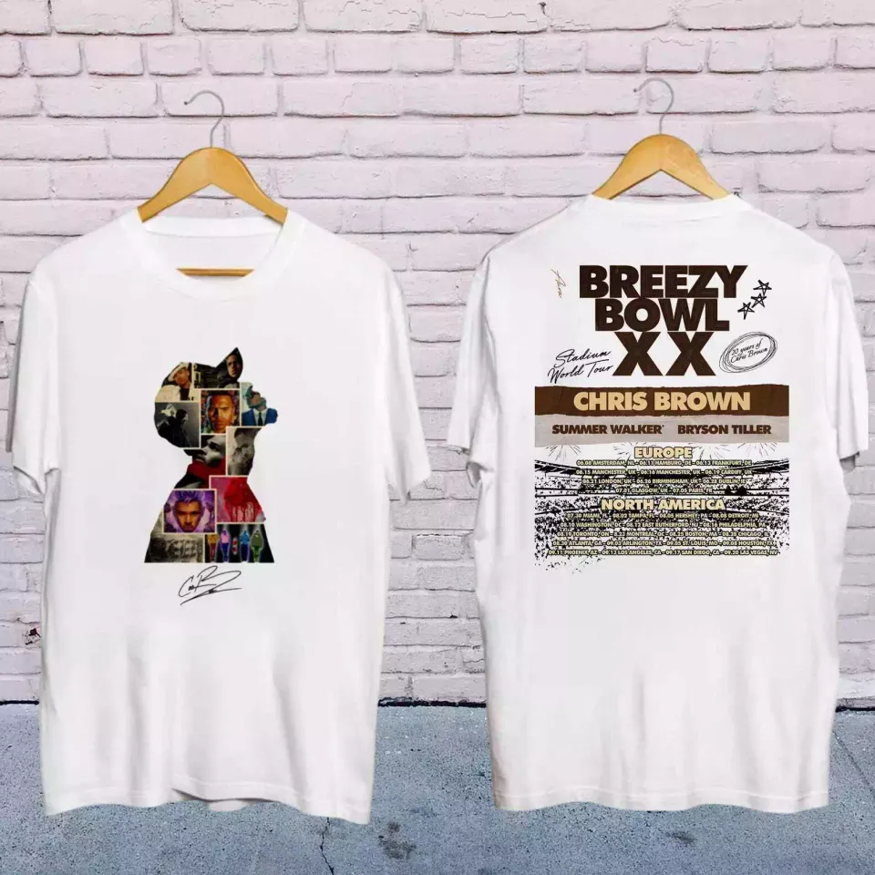 New Chris Brown Breezy Bowl 2025 Shirt, Double-Sided Graphic Tour Shirt Gift