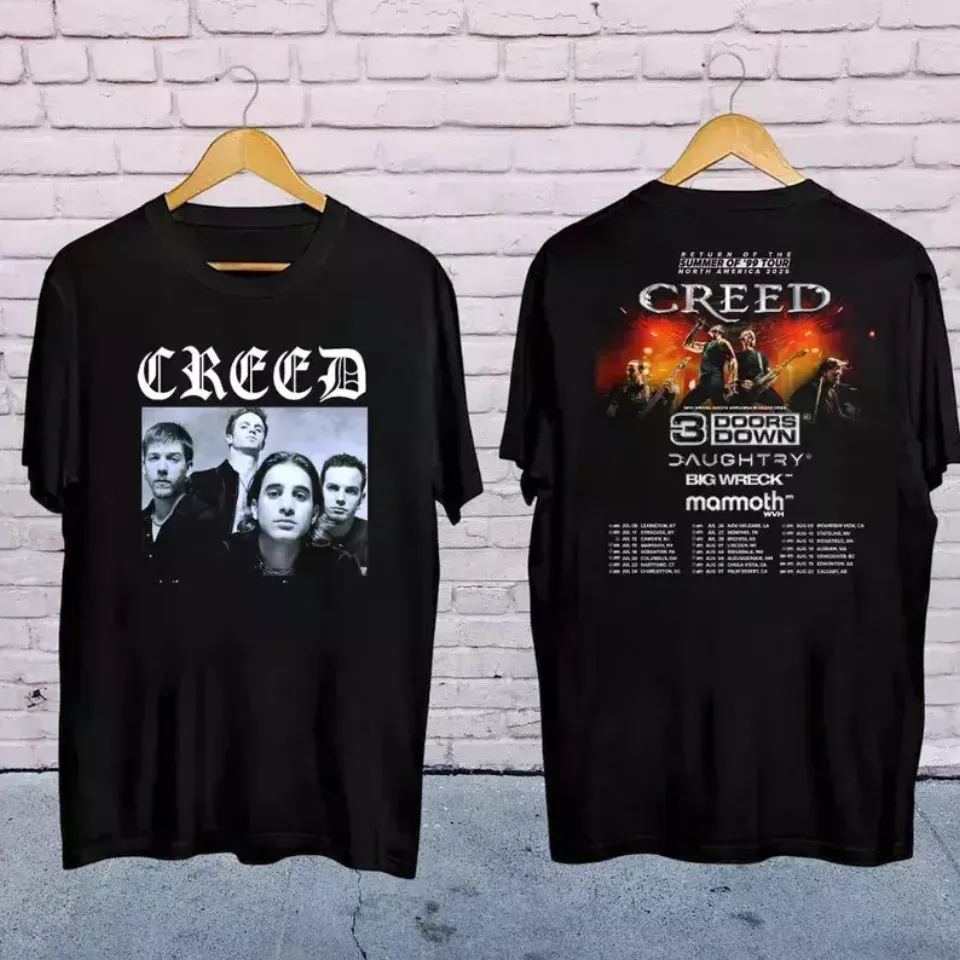 New Rock Band Creed Graphic Shirt, Creed Band 2025 Tour Summer Of 99 Tour Shirt