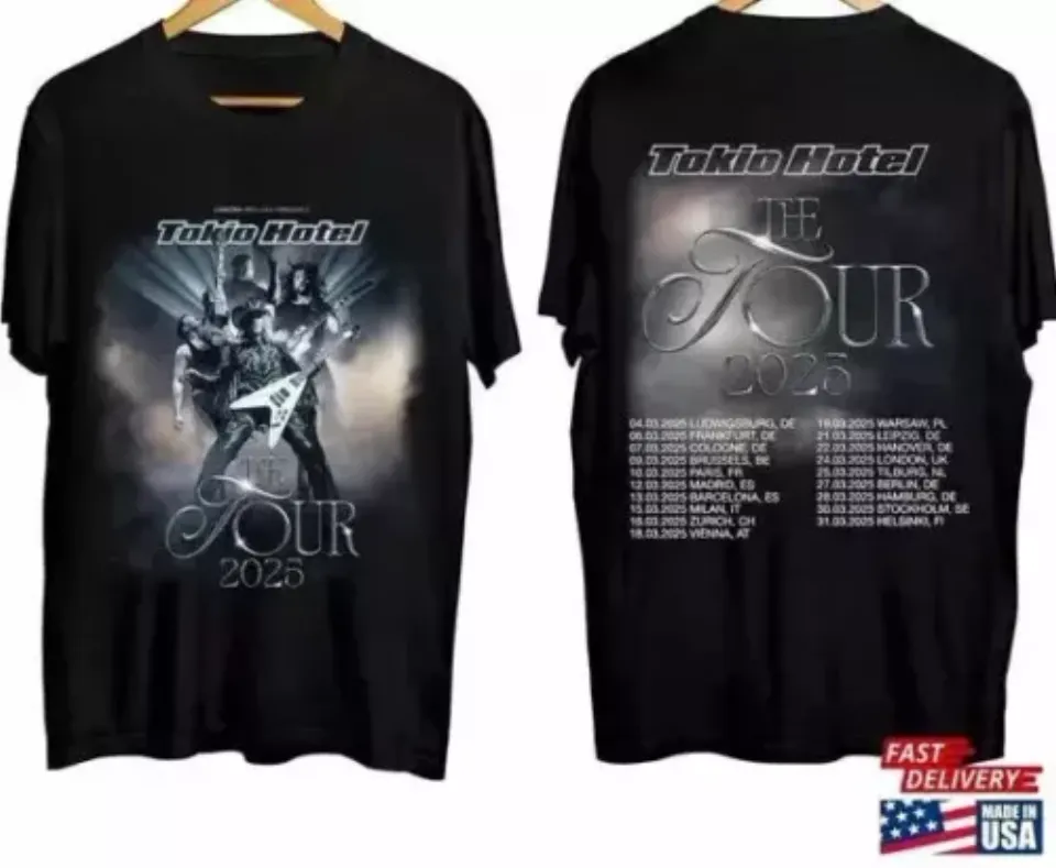 New Tokio Hotel Tour 2025 Shirt Band Fan Concershirt