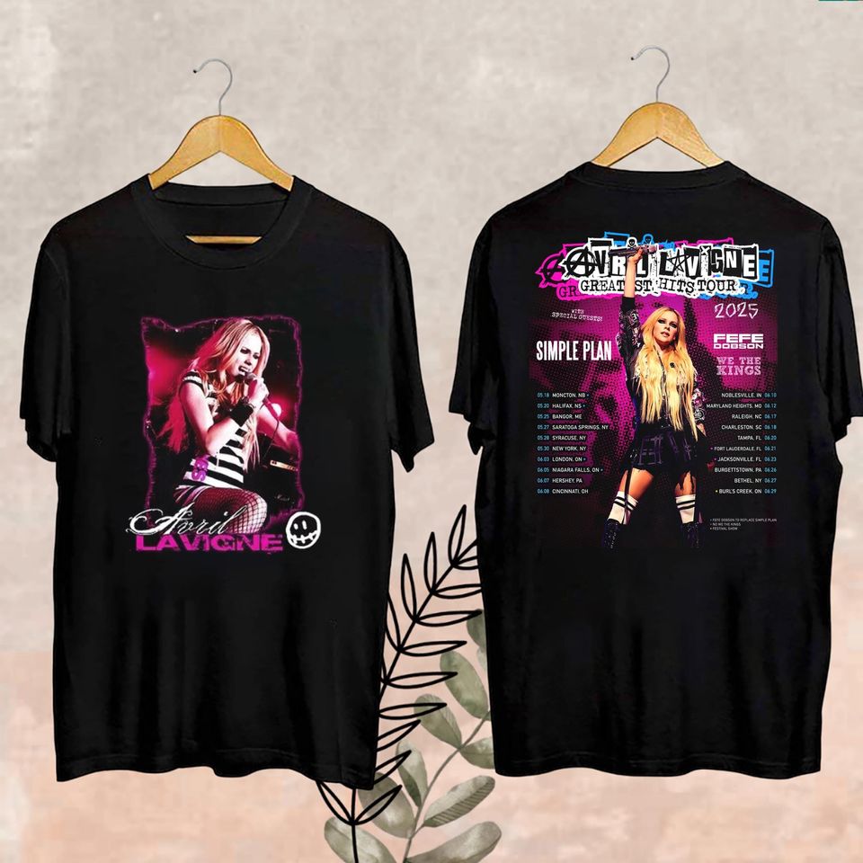 New Avril Lavigne Graphic Shirt, 2025 Avril Lavigne Greatest Hits Tour Shirt, Avril Lavigne Fan Gift