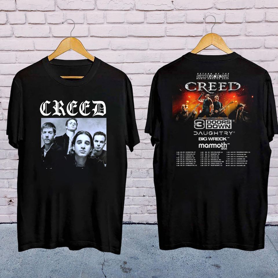 New Rock Band Creed Graphic Shirt, Creed Band 2025 Tour Summer Of 99 Tour Shirt, Creed Band Fan Gift