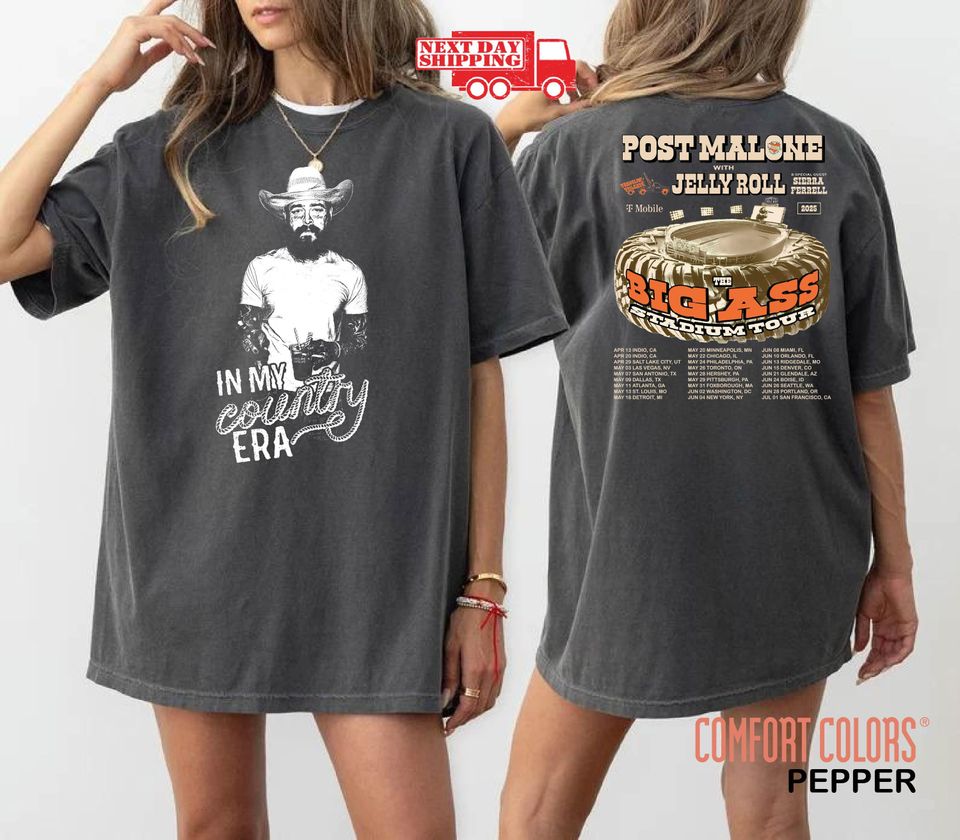 New Comfort Colors, Post Malone Big Ass Tour Shirt, 2025 Concert Dates