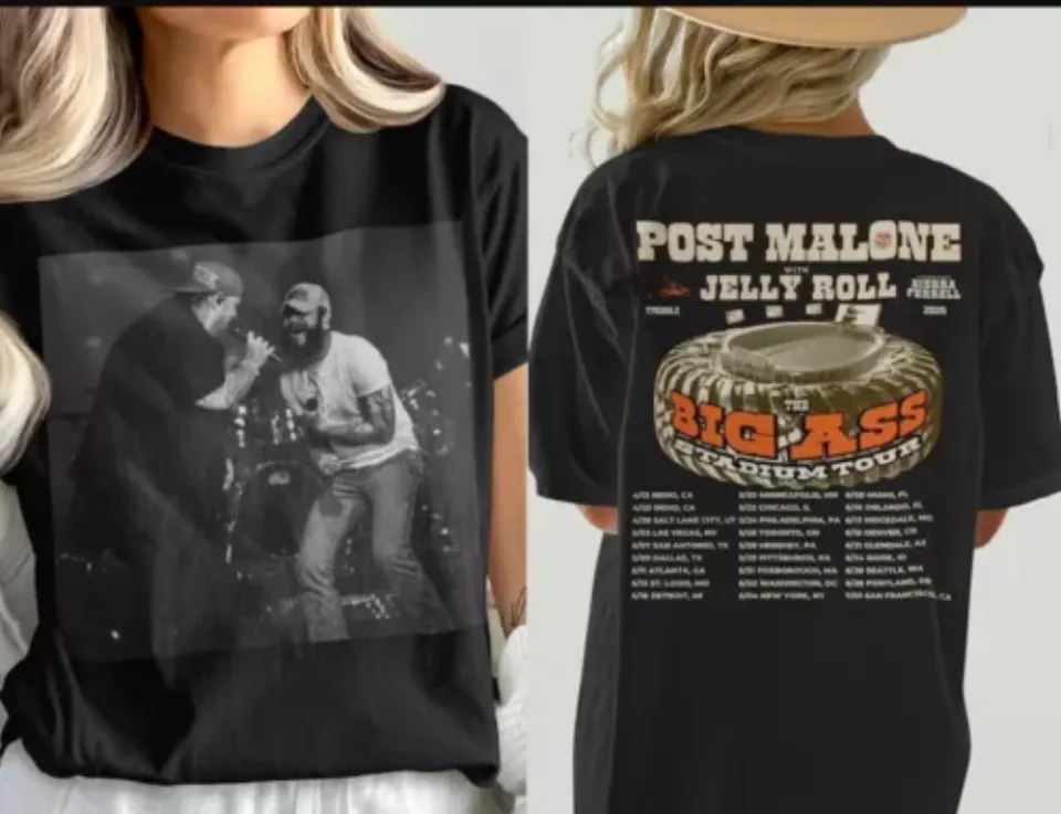 New Post Malone, Post Malone Tour, Big Ass Stadium Tour, Posty 2025 Tour, Jelly Roll Shirt