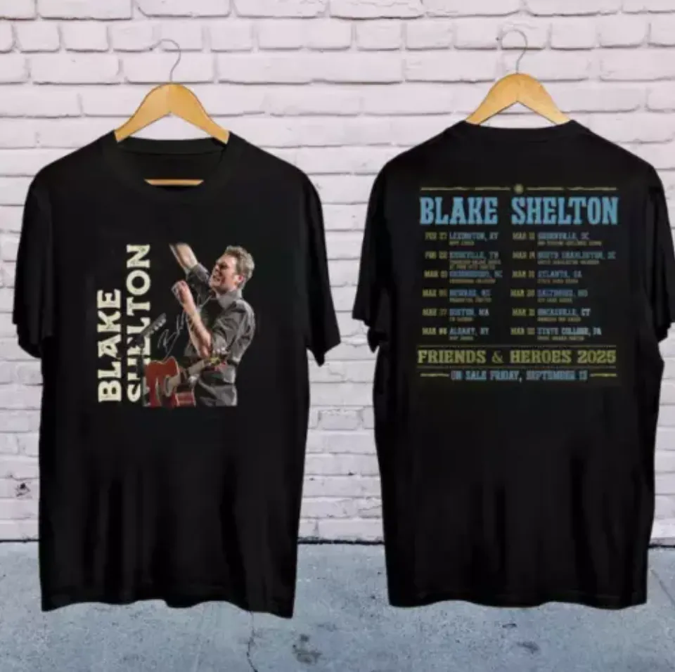 New Blake Shelton Signature Shirt, Blake Shelton Friends And Heroes Tour 2025 Shirt