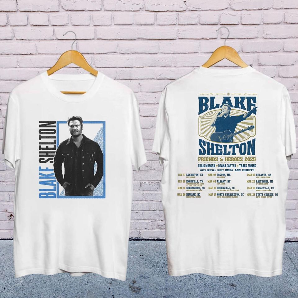 New 2025 Blake Shelton Friends And Heroes Tour Shirt, Blake Shelton Country Music, Blake Shelton Fan Gift
