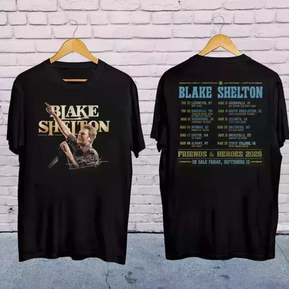 New Blake Shelton Country Music, 2025 Blake Shelton Friends And Heroes Tour Shirt