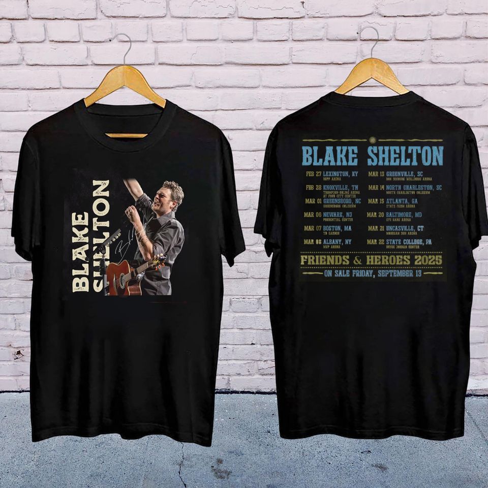 New Blake Shelton Signature Shirt, Blake Shelton Friends And Heroes Tour 2025 Shirt, Blake Shelton Fan Gift