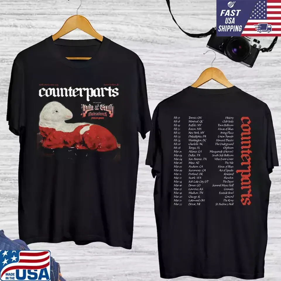 New Counterparts Band North America Tour 2025 Double Sided Shirt