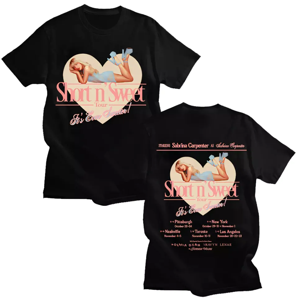 New Sabrina Carpenter Shot N’ Weet Tour 2025 Shirt Adorable Sweet Women Top Unisex