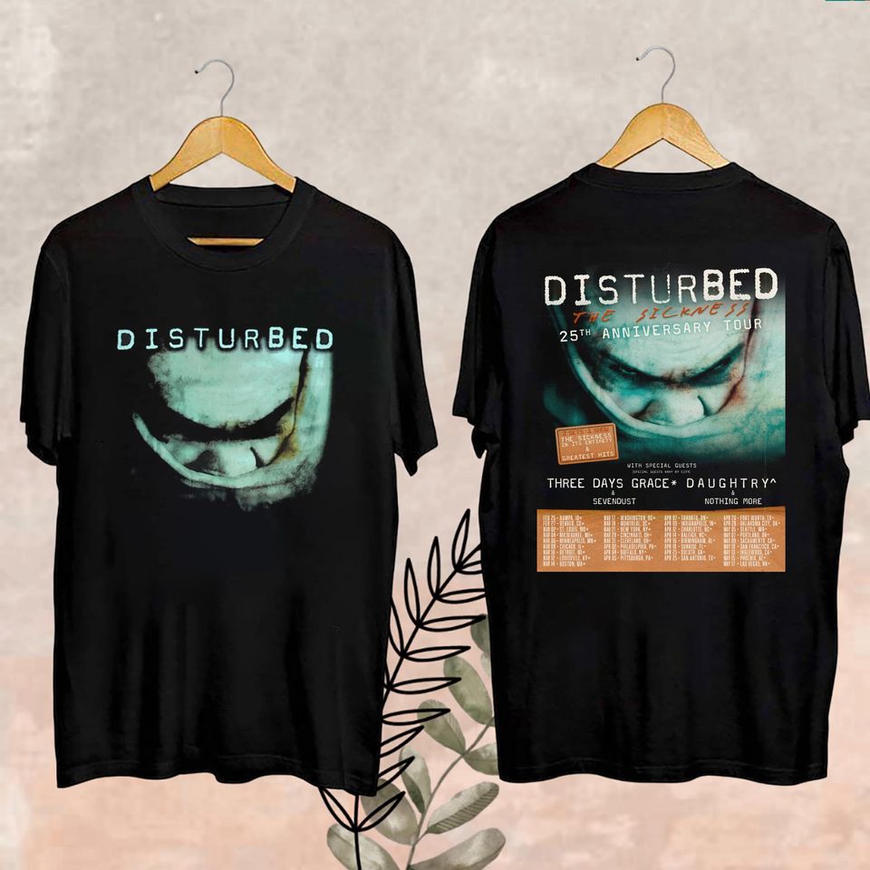 New The Sickness 25Th Anniversary Tour Fan Shirt, Disturbed Tour 2025 Fan Shirt