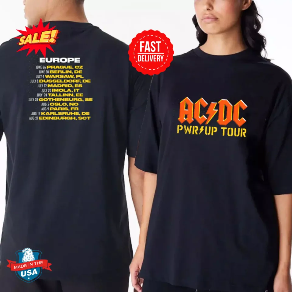 New Ac-Dc 2025 European Power Up Tour Dates Two Sided Shirt
