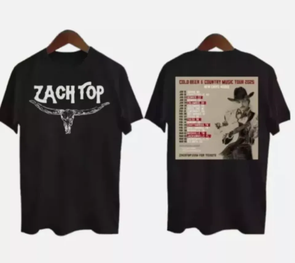 New All Design Tour 2025, Zach Top Country Music Two Sides Unisex Shirt