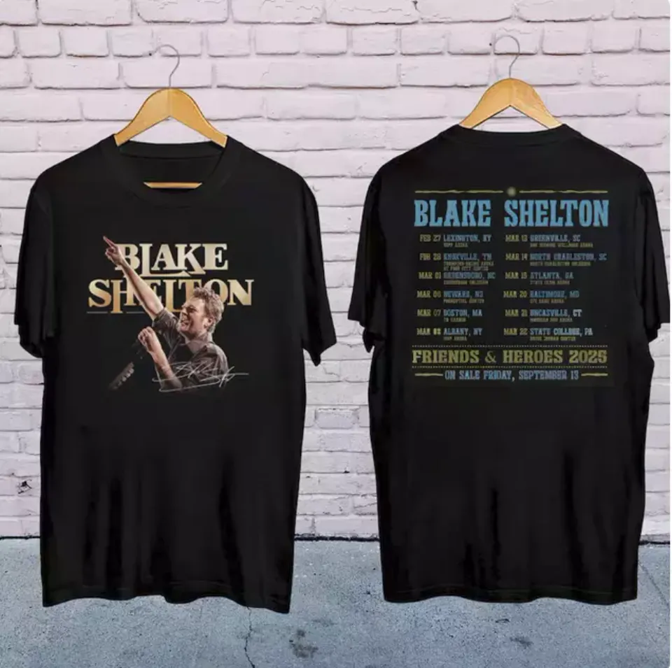 New Blake Shelton Country Music, 2025 Blake Shelton Friends And Heroes Tour Shirt