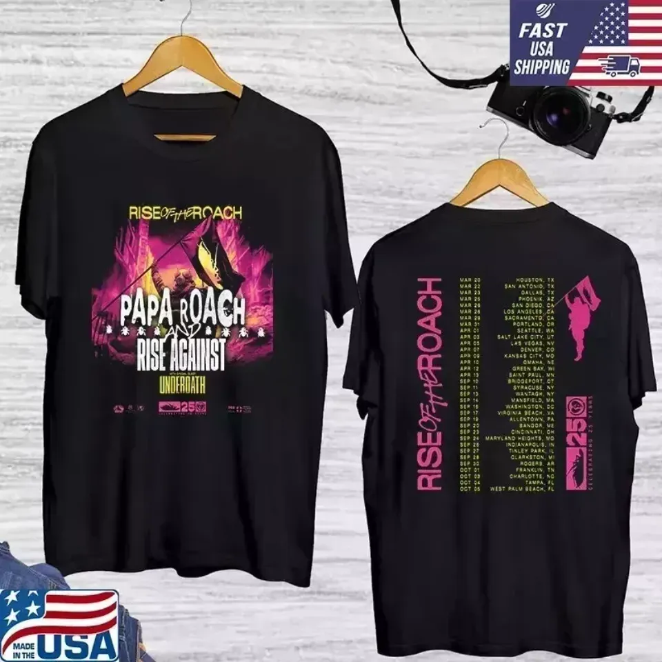 New Papa Roach Rise Of The Roach Tour 2025 Double Sided Shirt