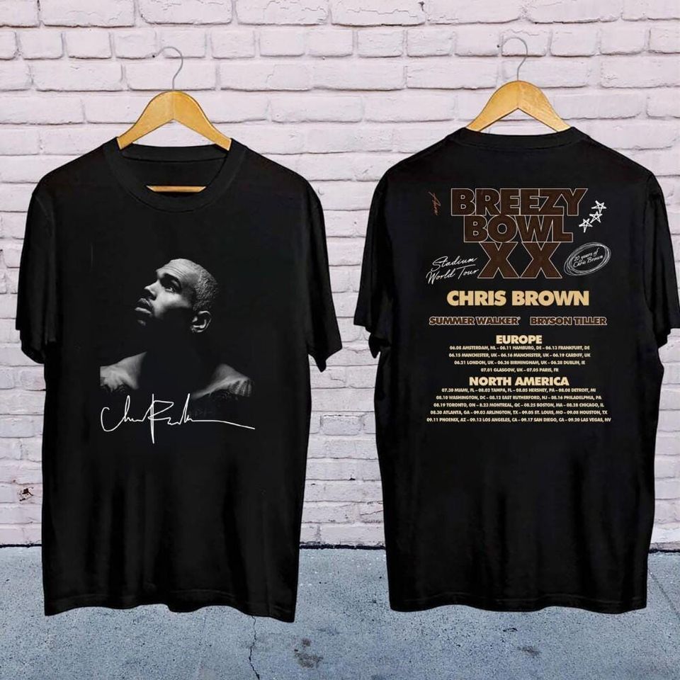 New Chris Brown Signatures Shirt, 2025 Chris Brown Breezy Bowl Xx Tour Shirt, Chris Brown Album Shirt