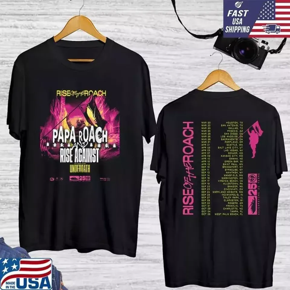 New Papa Roach Rise Of The Roach Tour 2025 Double Sided Shirt F