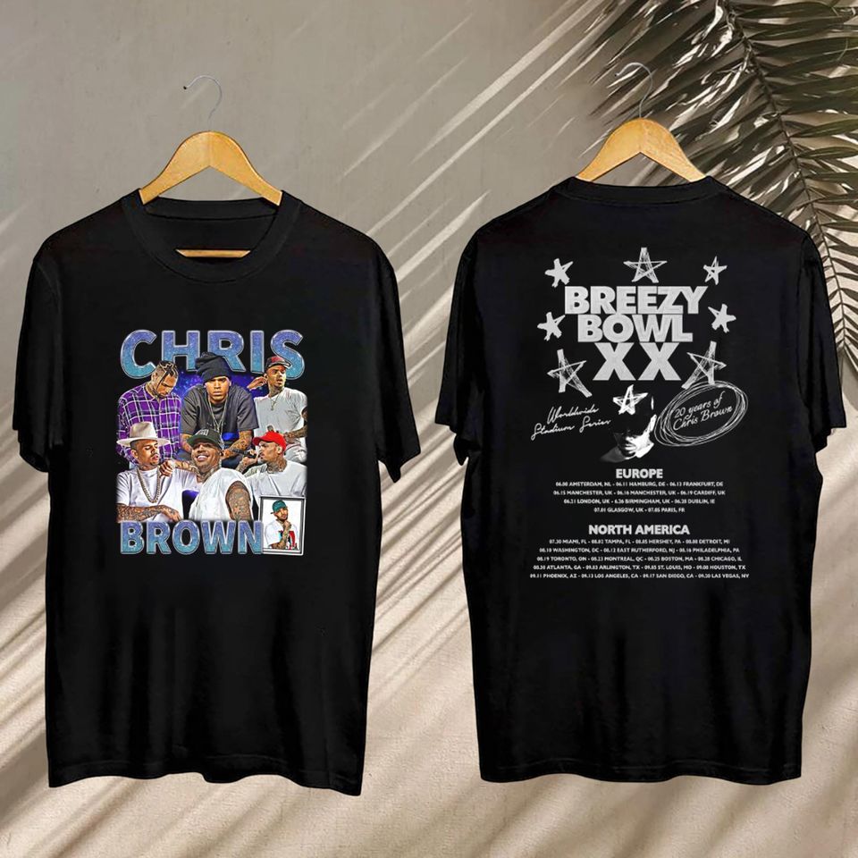 New Vintage Chris Brown Shirt, Tour 2025 Chris Brown Breezy Bowl Xx Shirt, Chris Brown World Tour Shirt