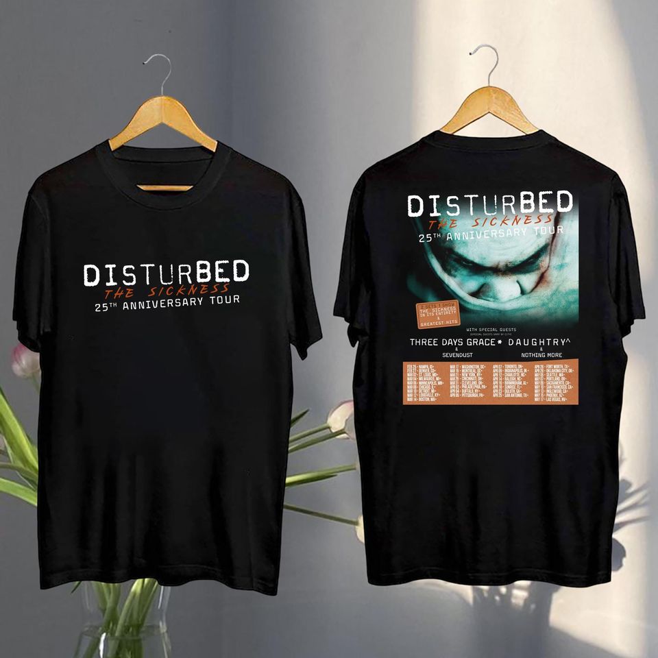 Disturbed The Sickness 25Th Anniversary Tour 2025 Merch Shirt, Disturbed 2025 Tour Shirt, Disturbed Band Merch Shirt