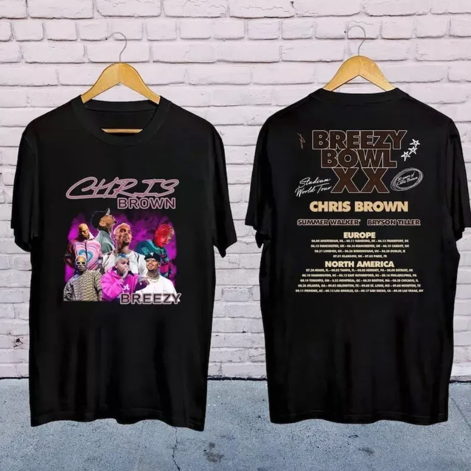 New 2025 Chris Brown Concershirt, Chris Brown Breezy Bowl Xx Tour 2025 Shirt