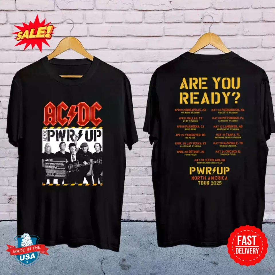 New Ac-Dc Band 2025 Tour Shirt, Ac-Dc Pwr Up Tour 2025 Shirt