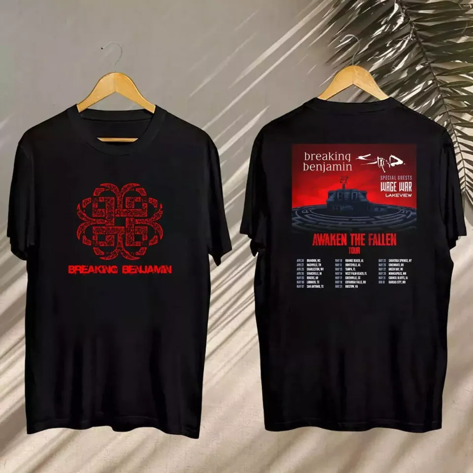 New Breaking Benjamin 2025 Concert, Breaking Benjamin Awaken The Fallen 2025 Tour Shirt