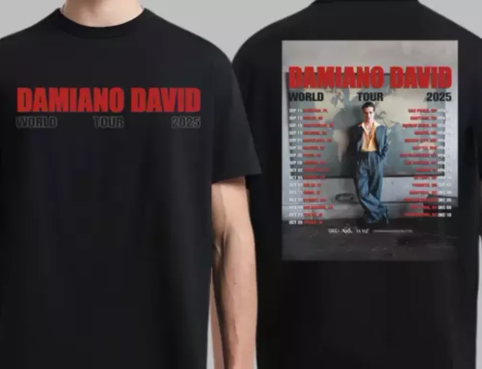 New Damiano David The First World Tour 2025 Tour Date List Two Sides Unisex Shirt