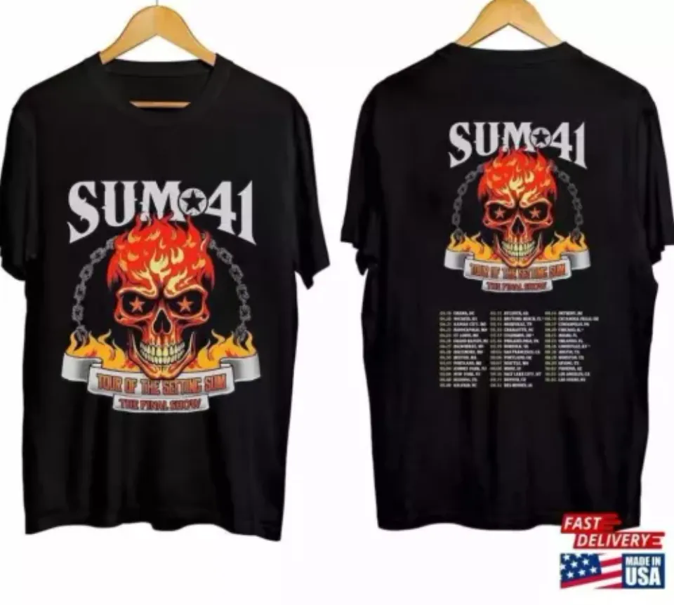 New Sum 41 2024 2025 Tour Graphic 2 Side Black Shirt Unisex