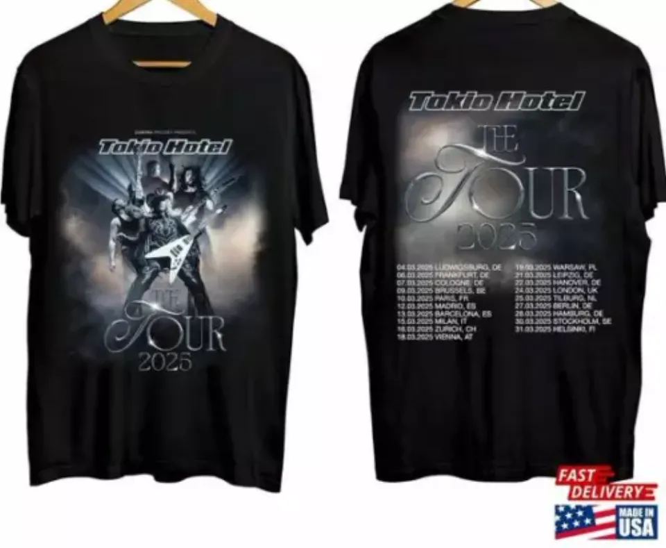 New Tokio Hotel Tour 2025 Shirt Band Fan Concershirt