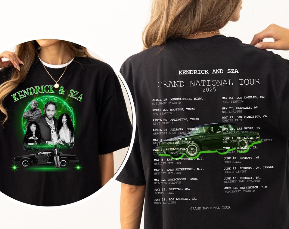 New Vintage Kendrick & Sza Grand National Tour 2025 Double Sidesd Shirt