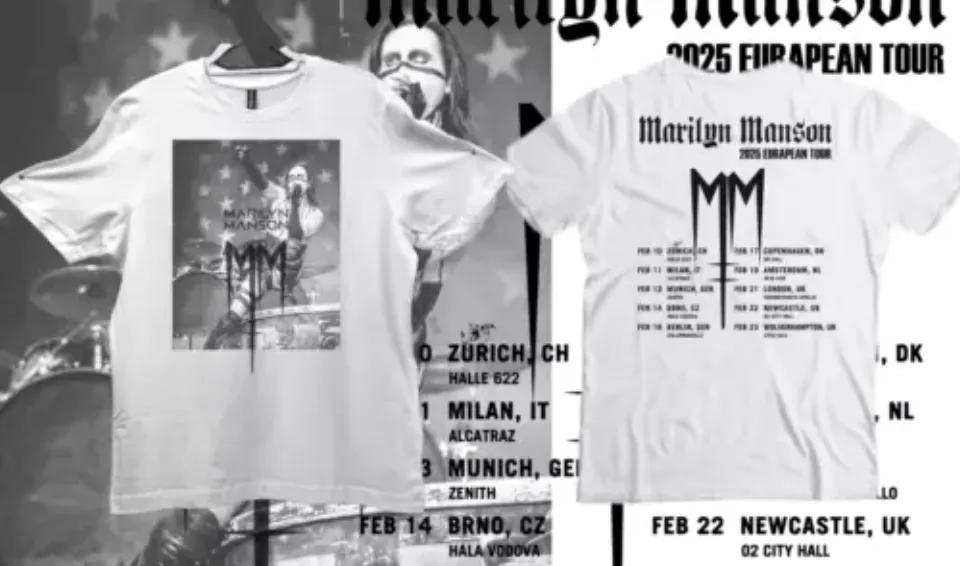 New Marilyn Manson 2025 Euro Tour Shirt
