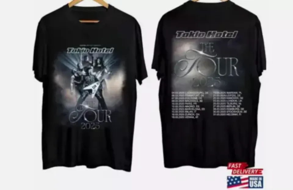 New Tokio Hotel Tour 2025 Shirt Band Fan Concershirt