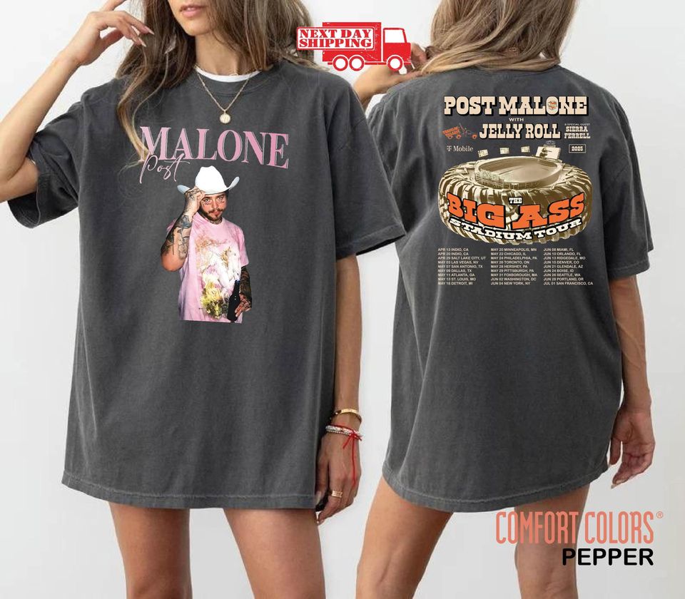 New Comfort Colors, Post Malone Big Ass Tour Shirt, 2025 Concert Dates