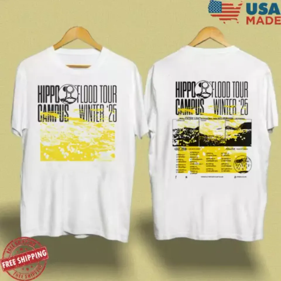New Hippo Campus Band Flood Tour 2025 Double Sided Shirt