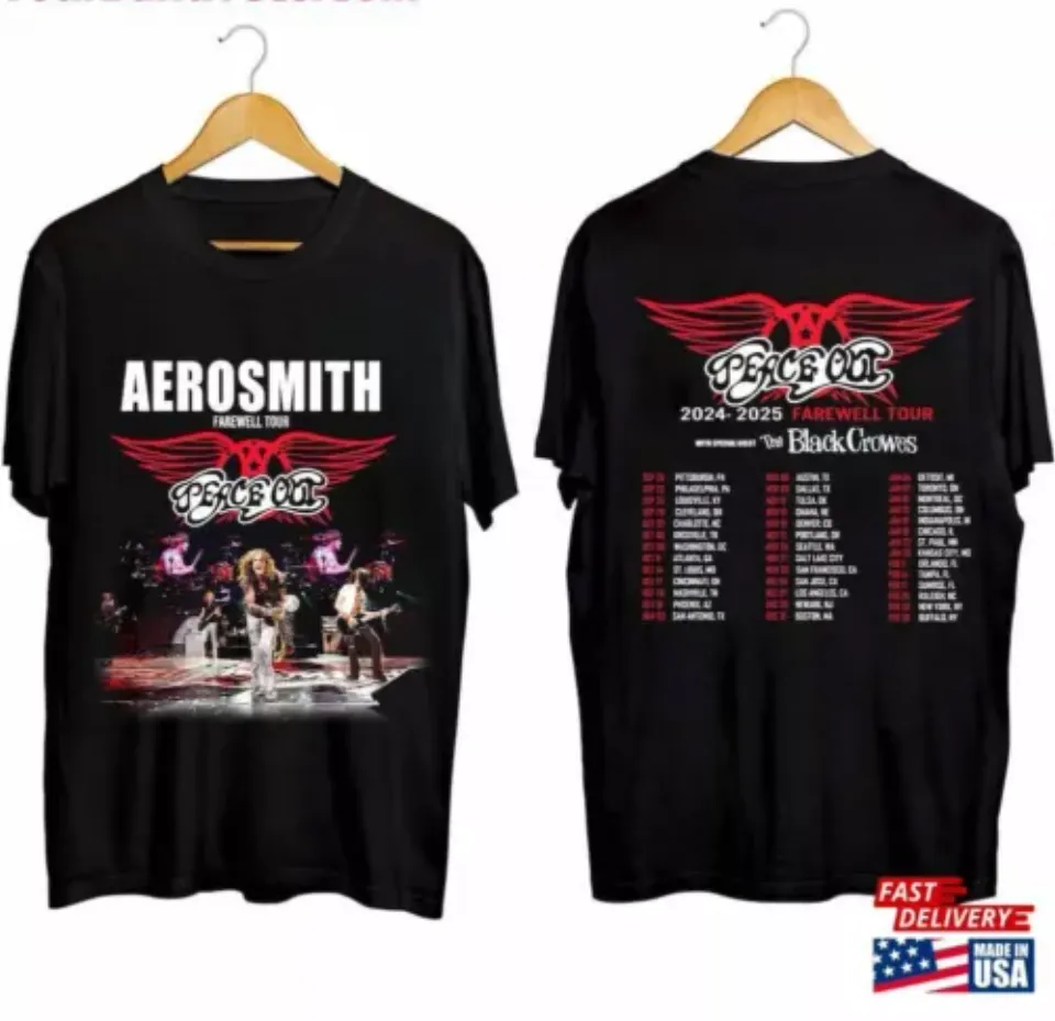 New Aerosmith Tour 2024 2025 Shirt, Aerosmith Peace Out Farewell Tour 2 Sided Shirt