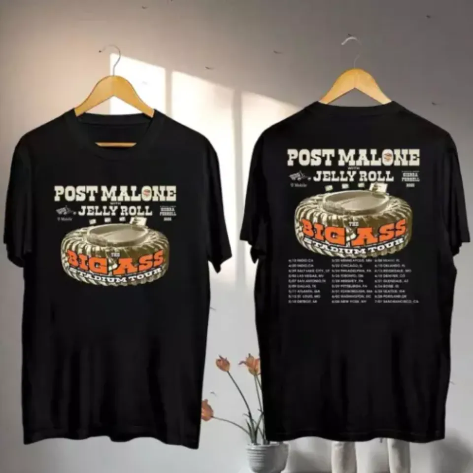 New Post Malone Big Ass Stadium Tour 2025 Shirt, Post Malone And Jelly Roll Shirt