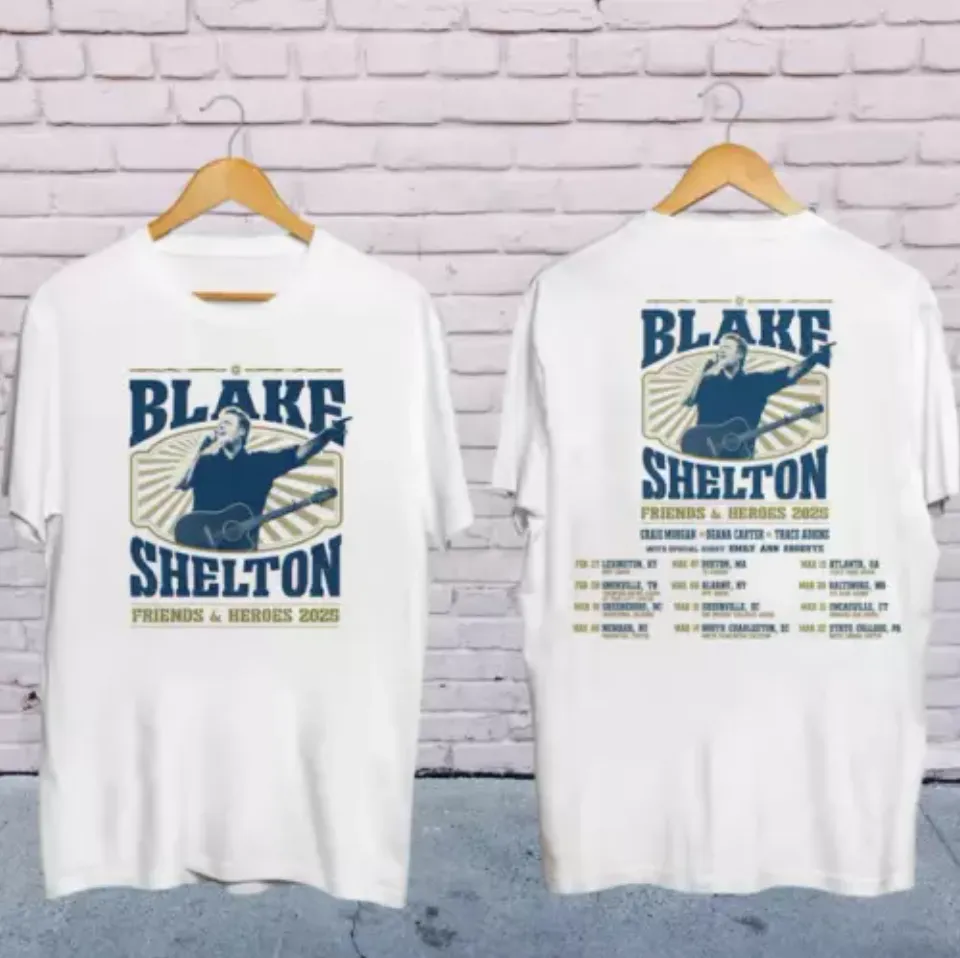 New Blake Shelton Friends And Heroes Tour 2025 Shirt, Blake Shelton 2025 Concershirt