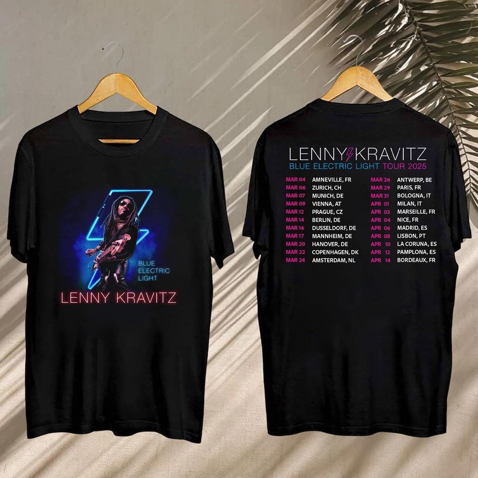 New Lenny Kravitz Blue Electric Light Tour 2025 Shirt, Lenny Kravitz Shirt, Lenny Kravitz Blue Electric Light Tour Shirt