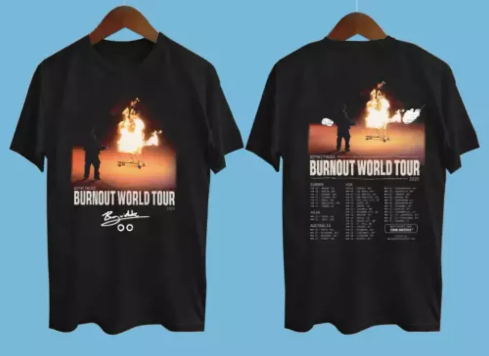 New Boywithuke Burnout World Tour 2025 Shirt Black All Size Gift Fan Shirt